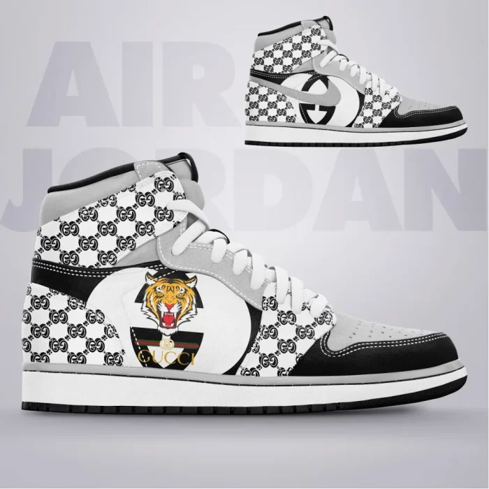 Gucci White Tiger Luxury Brand High Air Jordan Sneaker Shoes TAJ1006
