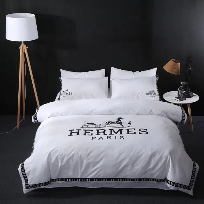 Hermes White Luxury Brand Premium Bedding Set Bedspread Duvet Cover Set BS112