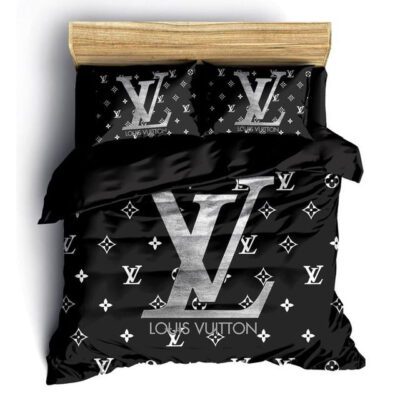 Louis Vuitton Black Luxury Brand Bedding Set Duvet Cover Bedspread BS190