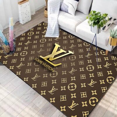 Louis Vuitton D Logo New Fashion Area Rug Carpet Living Room Rug Decor RR2796