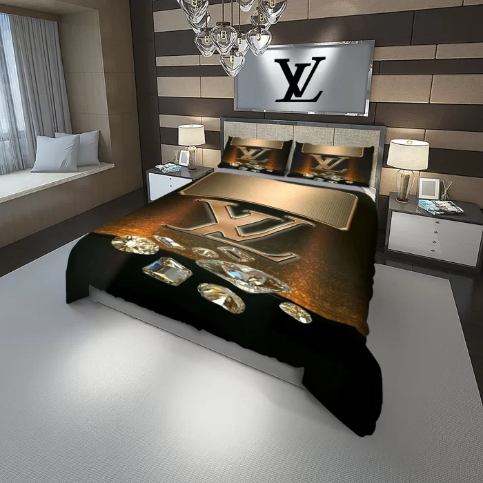 Louis Vuitton Diamond Fashion Luxury Brand Bedding Set BS278