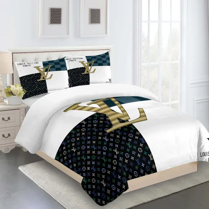 Louis Vuitton Fashion Logo Limited Luxury Brand Bedding Set BS438