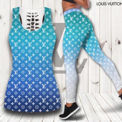 Louis Vuitton Gradient Tank Top Leggings Set Luxury Brand Lv For Women Yoga Gym