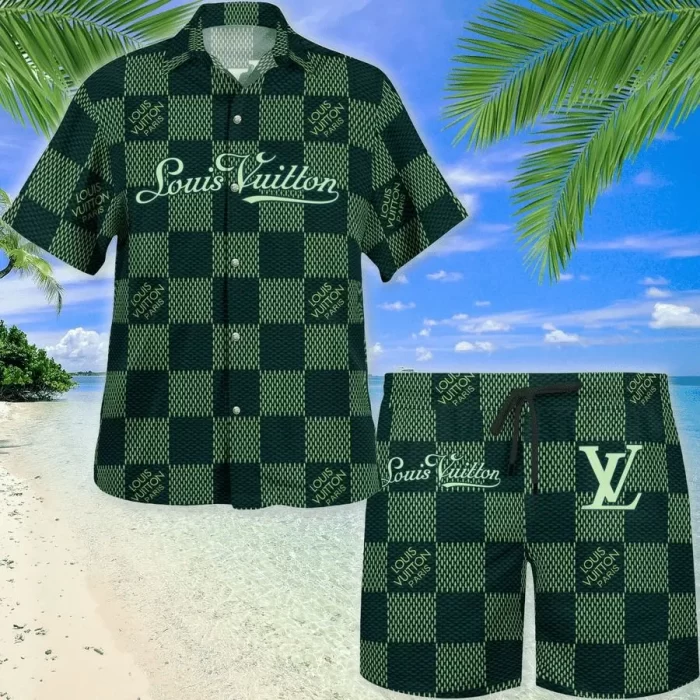 Louis Vuitton Green Luxury Brand Fashion Hawaii Set