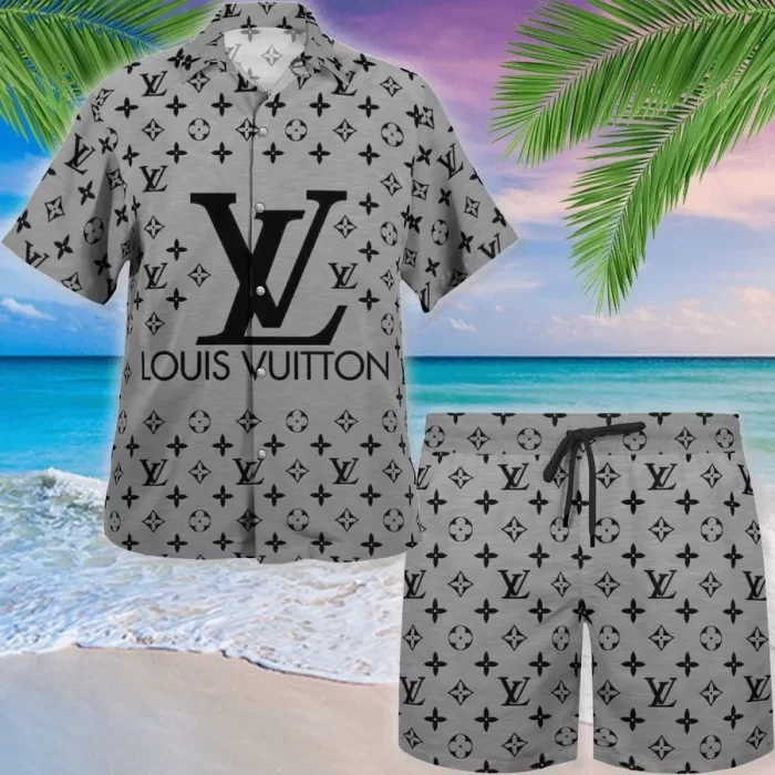 Louis Vuitton Grey Luxury Brand Fashion Hawaii Set