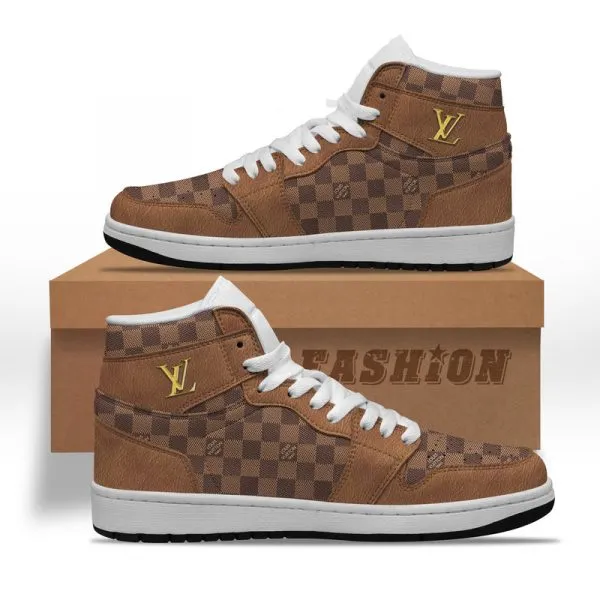 Louis Vuitton LV Brown High Air Jordan Sneakers Shoes  TAJ1026