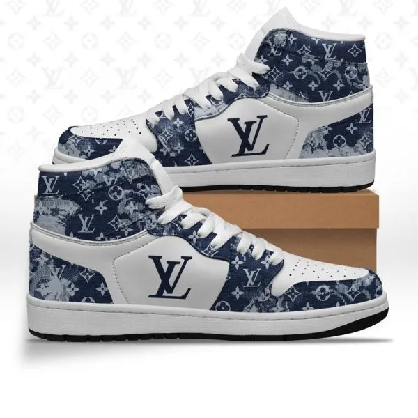 Louis Vuitton LV Monogram Blue High Air Jordan Sneakers Shoes  TAJ1023