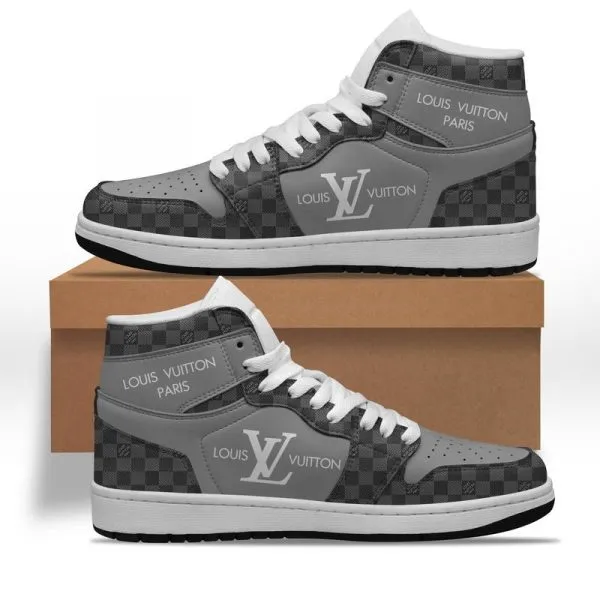Louis Vuitton LV Paris Grey High Air Jordan Sneakers Shoes  TAJ1021