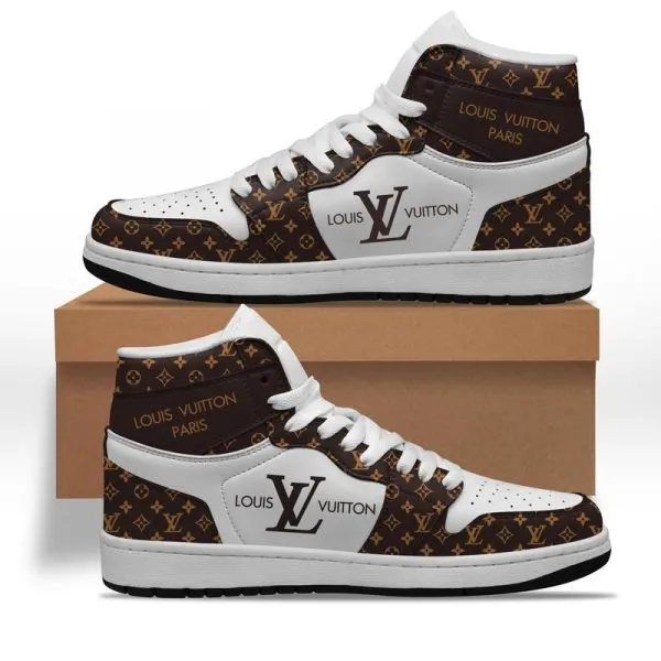 Louis Vuitton LV White Brown High Air Jordan Sneakers Shoes  TAJ1020