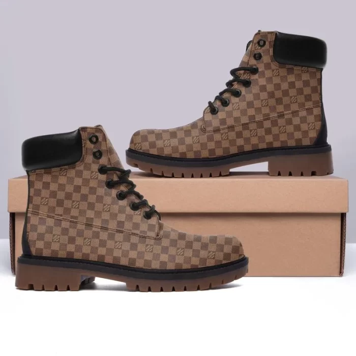 Louis Vuitton Logo Brown Luxury Brand Boots Premium DCB002