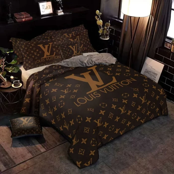 Louis Vuitton New Hot Ver Brown Luxury Brand Bedding Set Bedspread Duvet Cover Set BS348