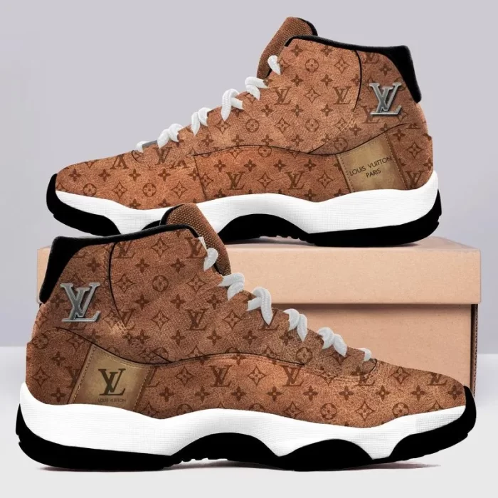 Louis Vuitton Paris Brown Air Jordan 11 Sneakers Shoes LV Gifts JD11027