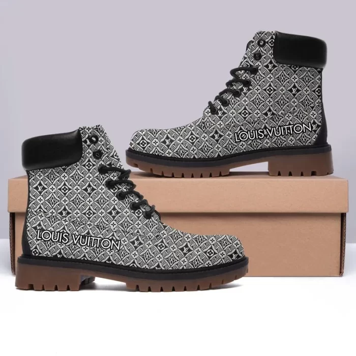 Louis Vuitton Pattern Grey Luxury Brand Boots Premium DCB004