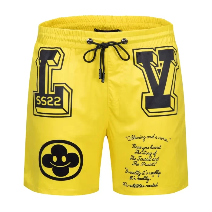 Louis Vuitton Yellow Luxury Brand All Over Print Shorts Pants For Men