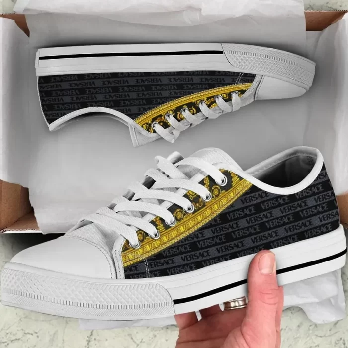 Versace Grey Low Top Canvas Shoes Luxury Brand Sneaker LTS017