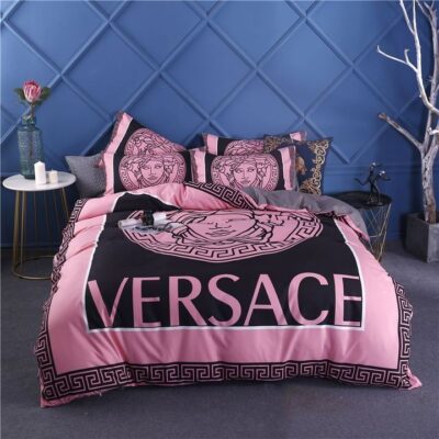 Versace Pinky Fashion Logo Luxury Brand Bedding Set BS263