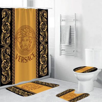 Versace Type Shower Curtain Waterproof Luxury Bathroom Mat Set Luxury Brand Shower Curtain Luxury Curtains BRS325