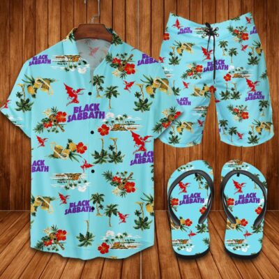 Black Sabbath Flip Flops And Combo Hawaii Shirt Shorts Luxury Brand Summer Outfit HSF020