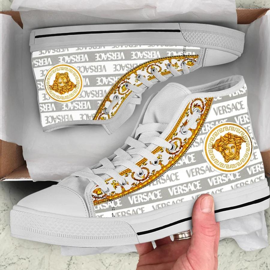 Gianni-Versace-White-Gold-High-Top-Canvas-Shoes-Luxury-Sneakers-LHTS059 Gianni Versace White Gold High Top Canvas Shoes Luxury Sneakers LHTS059