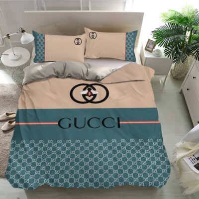 Gucci Beige Blue Luxury Brand Bedding Set BS282