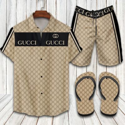 Gucci Flip Flops And Combo Hawaii Shirt Shorts Luxury Brand Summer Outfit HSF190