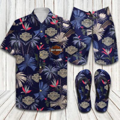 Harley Davidson Flip Flops And Combo Hawaii Shirt Shorts Luxury Brand Summer Outfit HSF285