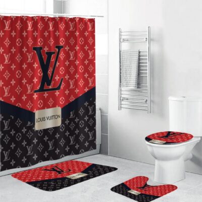 Louis Vuitton Bathroom Set Luxury Shower Curtain Waterproof Luxury Brand With Logo Louis Vuitton BRS196