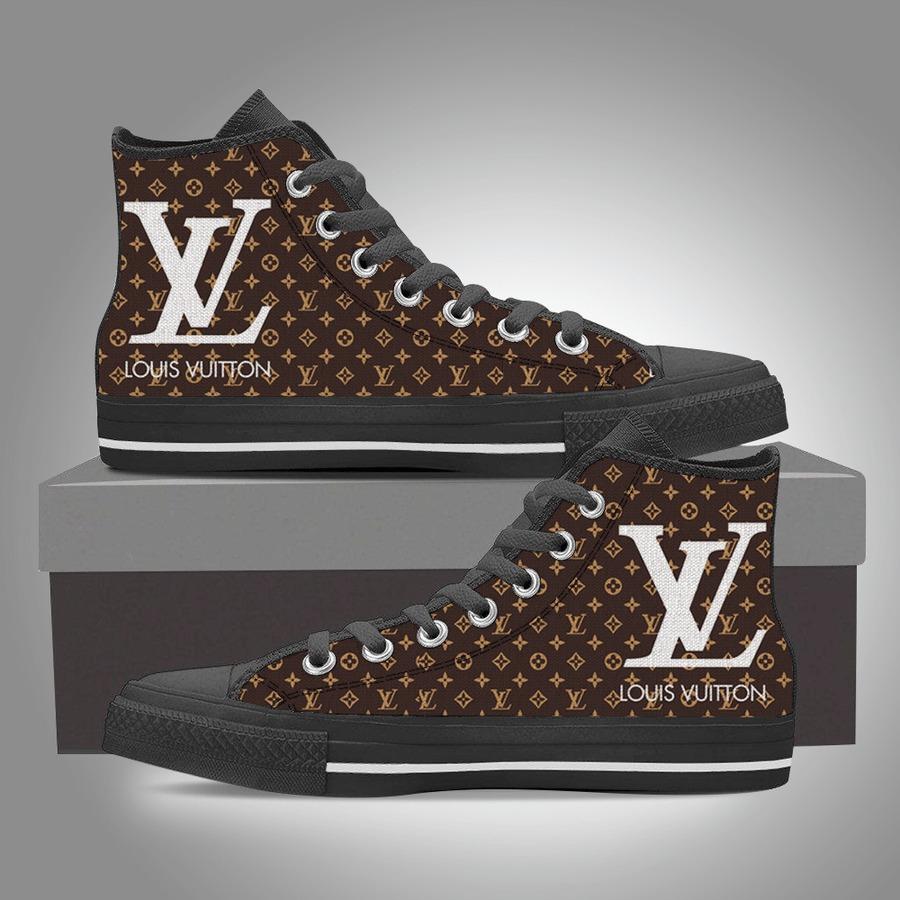 Louis-Vuitton-Black-Brown-High-Top-Canvas-Shoes-Luxury-Sneakers-LV-LHTS010 Louis Vuitton Black Brown High Top Canvas Shoes Luxury Sneakers LV LHTS010