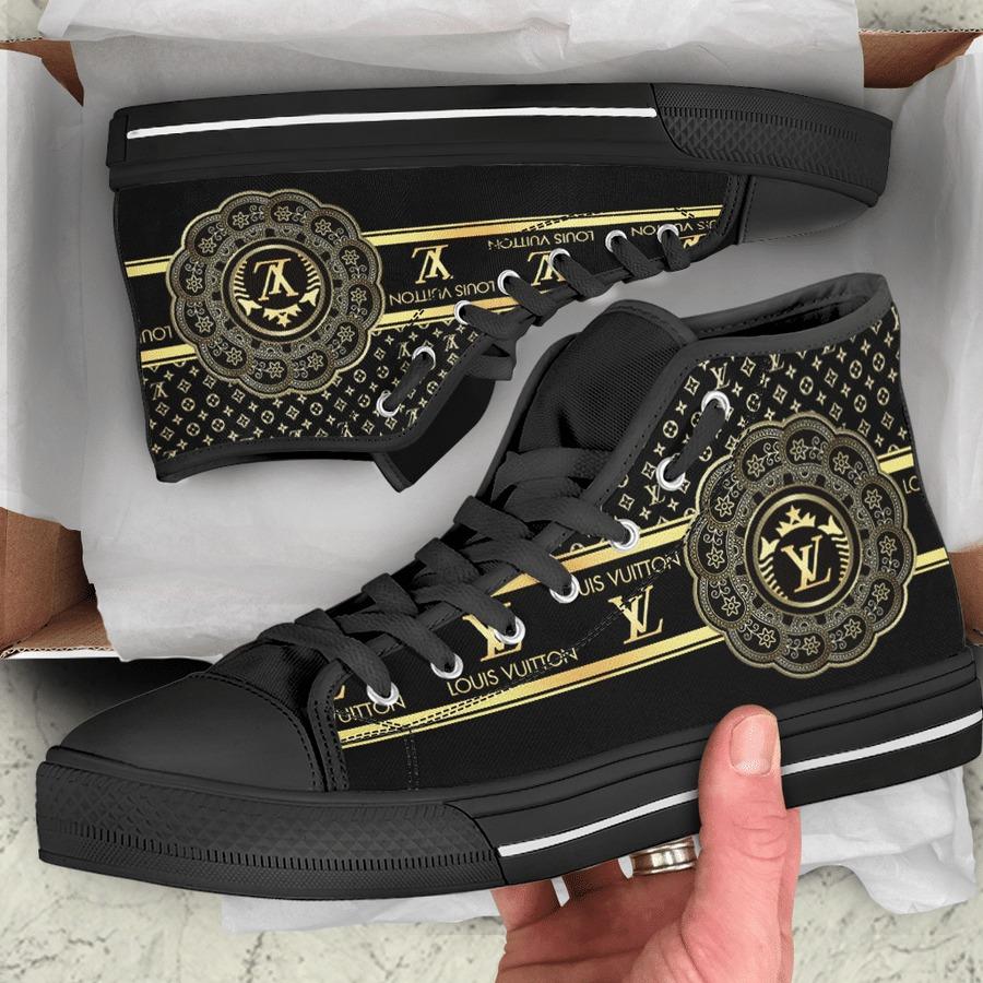 Louis-Vuitton-Black-Gold-High-Top-Canvas-Shoes-Luxury-Sneakers-LV-LHTS012 Louis Vuitton Black Gold High Top Canvas Shoes Luxury Sneakers LV LHTS012