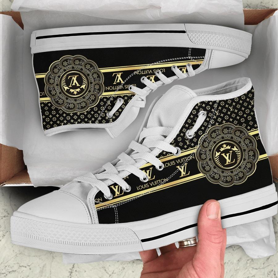 Louis-Vuitton-Black-Gold-High-Top-Canvas-Shoes-Luxury-Sneakers-LV-LHTS021 Louis Vuitton Black Gold High Top Canvas Shoes Luxury Sneakers LV LHTS021