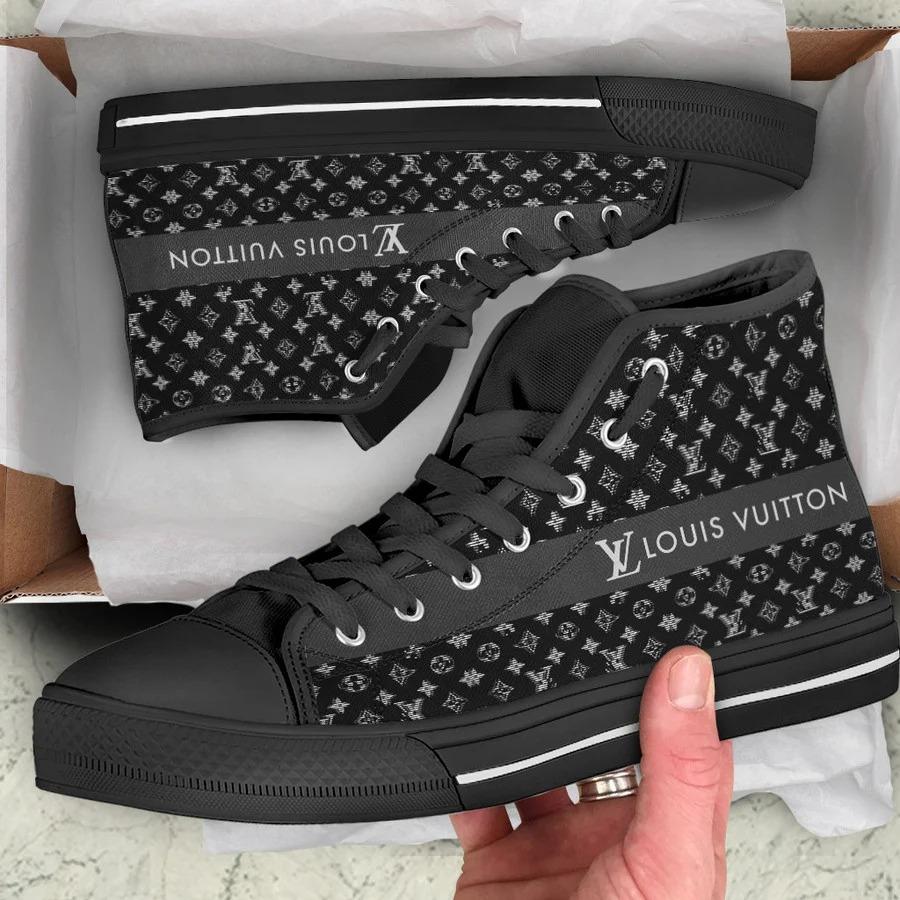 Louis-Vuitton-Black-Monogram-High-Top-Canvas-Shoes-Luxury-Sneakers-LV-LHTS018 Louis Vuitton Black Monogram High Top Canvas Shoes Luxury Sneakers LV LHTS018