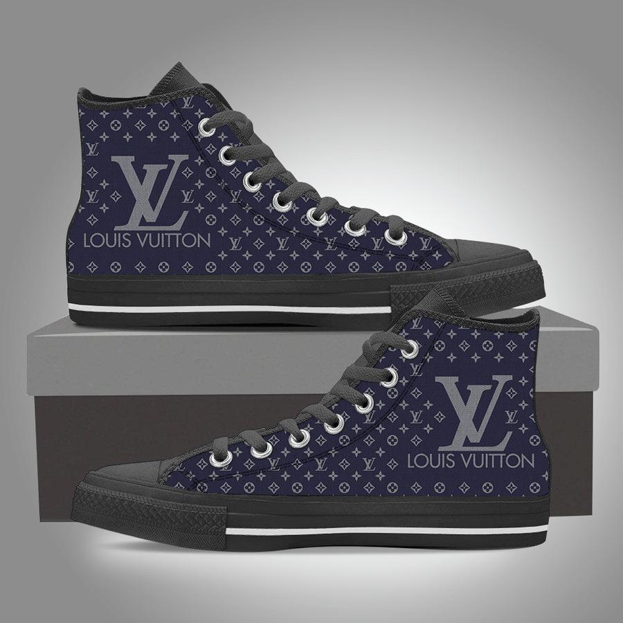 Louis-Vuitton-Black-Navy-High-Top-Canvas-Shoes-Luxury-Sneakers-LV-LHTS014 Louis Vuitton Black Navy High Top Canvas Shoes Luxury Sneakers LV LHTS014