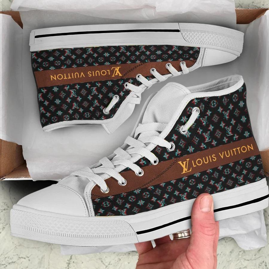 Louis-Vuitton-Black-White-High-Top-Canvas-Shoes-Luxury-Sneakers-LV-LHTS013 Louis Vuitton Black White High Top Canvas Shoes Luxury Sneakers LV LHTS013