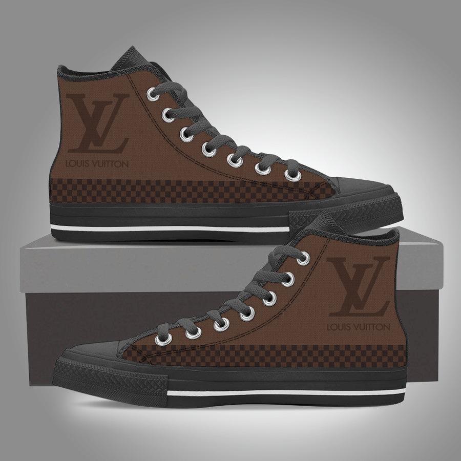 Louis-Vuitton-Brown-High-Top-Canvas-Shoes-Luxury-Sneakers-LV-LHTS022 Louis Vuitton Brown High Top Canvas Shoes Luxury Sneakers LV LHTS022