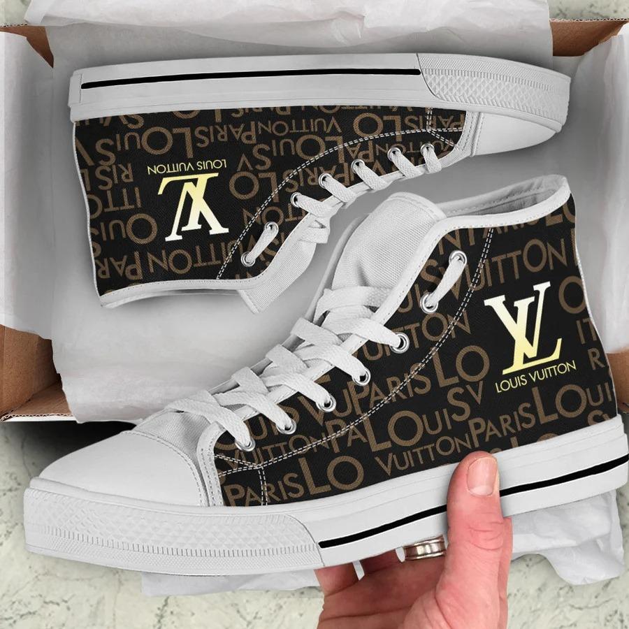 Louis-Vuitton-White-Brown-High-Top-Canvas-Shoes-Luxury-Sneakers-LV-LHTS009 Louis Vuitton White Brown High Top Canvas Shoes Luxury Sneakers LV LHTS009