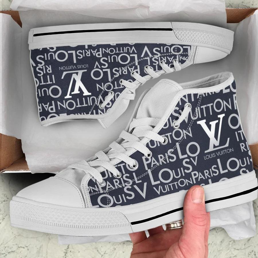Louis-Vuitton-White-Navy-High-Top-Canvas-Shoes-Luxury-Sneakers-LV-LHTS011 Louis Vuitton White Navy High Top Canvas Shoes Luxury Sneakers LV LHTS011