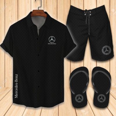 Mercedes Flip Flops And Combo Hawaii Shirt Shorts Luxury Brand Summer Outfit HSF141
