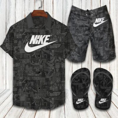 Nike Flip Flops And Combo Hawaii Shirt Shorts Luxury Brand Summer Outfit HSF257