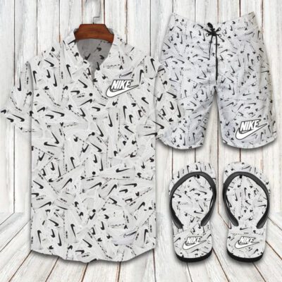 Nike Flip Flops And Combo Hawaii Shirt Shorts Luxury Brand Summer Outfit HSF258