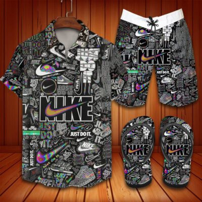 Nike Flip Flops And Combo Hawaii Shirt Shorts Luxury Brand Summer Outfit HSF326