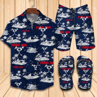 Pearl Jam Flip Flops And Combo Hawaii Shirt Shorts Luxury Brand Summer Outfit HSF148