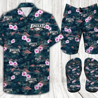 Philadelphia Eagles Combo Hawaii Shirt Shorts Flip Flops Luxury Brand Summer Outfit HSF149