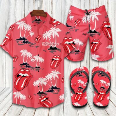 The Rolling Stones Flip Flops And Combo Hawaii Shirt Shorts Luxury Brand Summer Outfit HSF194