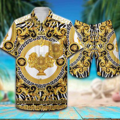 Versace Combo Hawaii Shirt And Shorts Flip Flops Luxury Brand Summer Outfit HSF342