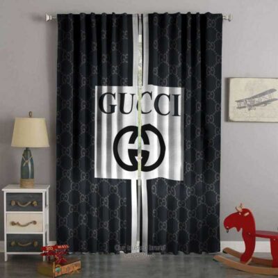 Gucci White Square Black Premium Window Curtains Hot 2023 Luxury Curtain WC062
