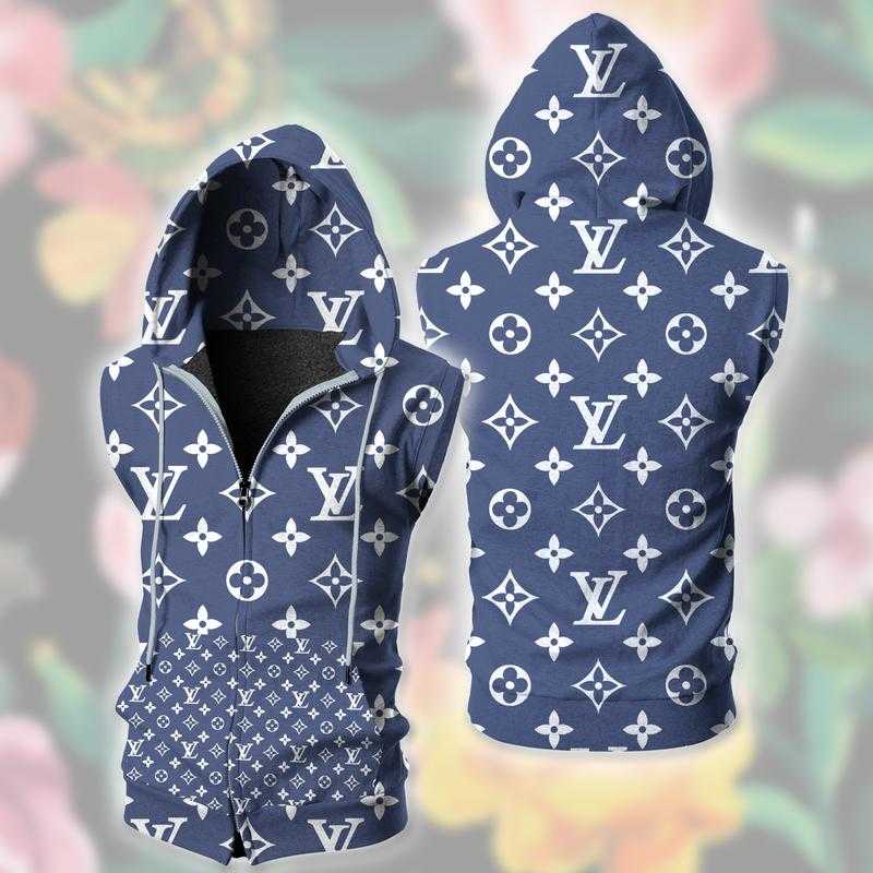 Louis-Vuitton-Blue-Unisex-Sleeveless-Zip-Up-Hoodie-Luxury-For-Men-Women-SZH010 Louis Vuitton Blue Unisex Sleeveless Zip Up Hoodie Luxury For Men Women SZH010