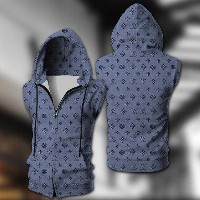 Louis-Vuitton-Blue-Unisex-Sleeveless-Zip-Up-Hoodie-Luxury-For-Men-Women-SZH011 Louis Vuitton Blue Unisex Sleeveless Zip Up Hoodie Luxury For Men Women SZH011