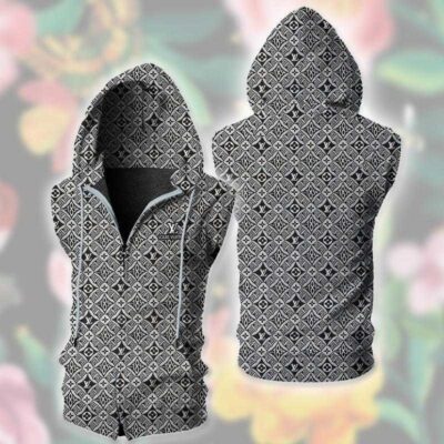 Louis Vuitton Grey Unisex Sleeveless Zip Up Hoodie Luxury For Men Women SZH015