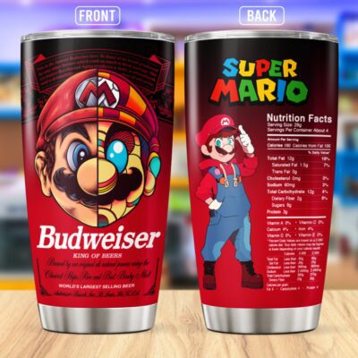 Mario Budweiser Stainless Steel Tumbler 20Oz/30Oz