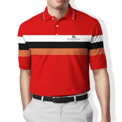 Burberry Red Polo Shirt Luxury Brand Tennis Shirt Golf Shirt PLS020